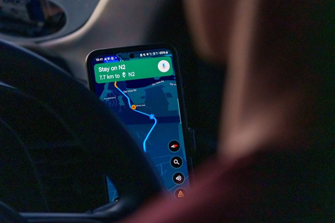Phone showing a navigation route
